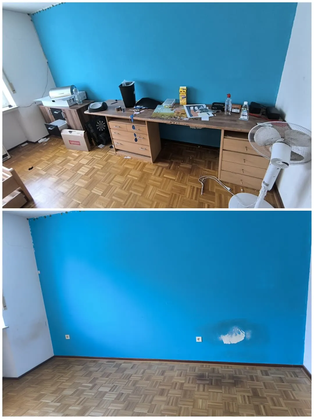 Zimmer Entrümpelung vorher nachher – Schreibtisch und Möbel entsorgt von HaDiCo in Mönchengladbach